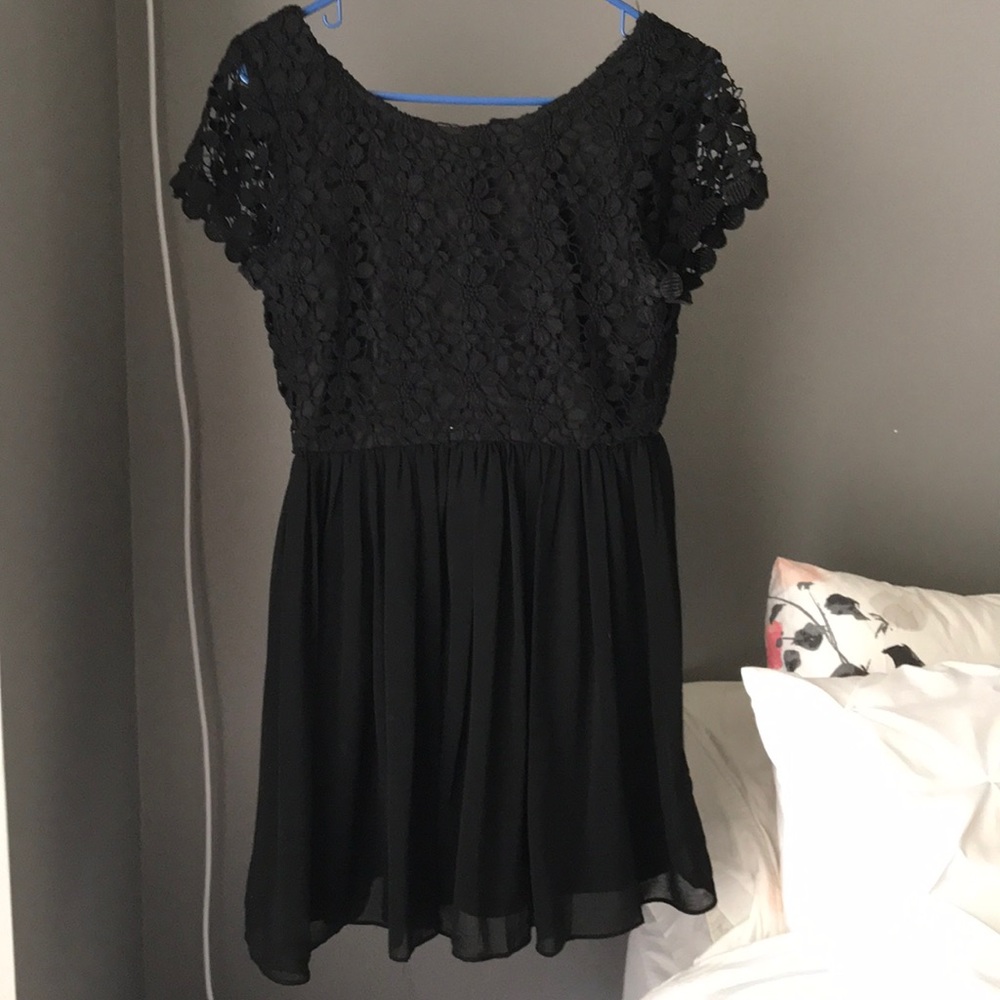 Formal black and crochet top dress